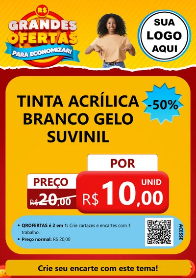 Modelo de Cartaz para Cartaz A4 Vertical com o tema Grandes Ofertas Para Economizar! para Tintas e Ferramentas
