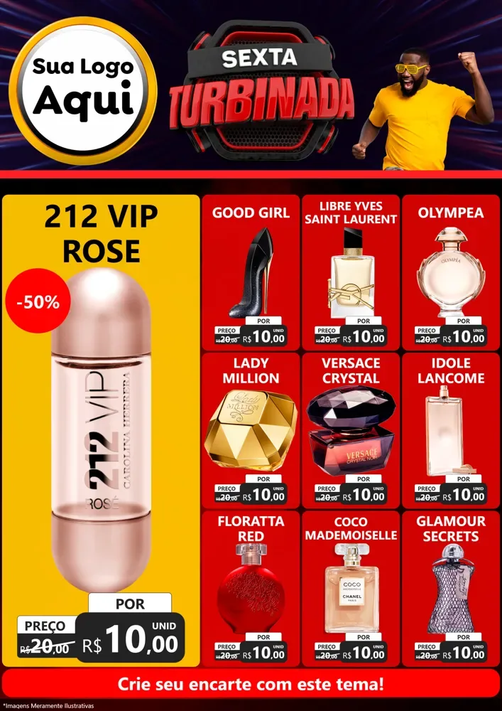 Modelo de Encarte para Encarte A4 Vertical com o tema Sexta Turbinada para Perfumes