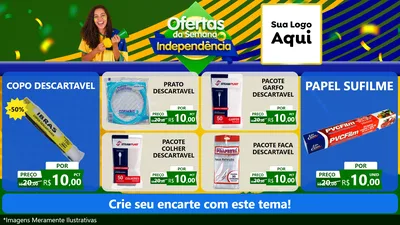 Modelo de TV para TV Horizontal com o tema Ofertas da Semana da Independência para Embalagens