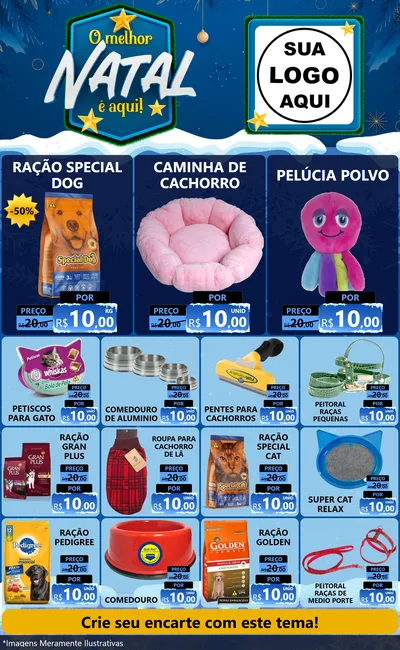 Modelo de Encarte para Encarte Grande com o tema O Melhor Natal É Aqui! para Pet Shop