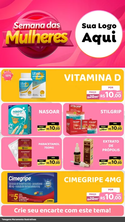 Modelo de TV para TV Vertical com o tema Semana das Mulheres para Farmácia