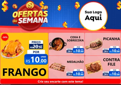 Modelo de Encarte para Encarte A4 Horizontal com o tema Ofertas Da Semana para Assados
