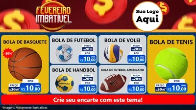 Modelo de TV para TV Horizontal com o tema Fevereiro Imbatível para Artigos Esportivos