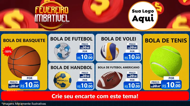 Modelo de TV para TV Horizontal com o tema Fevereiro Imbatível para Artigos Esportivos
