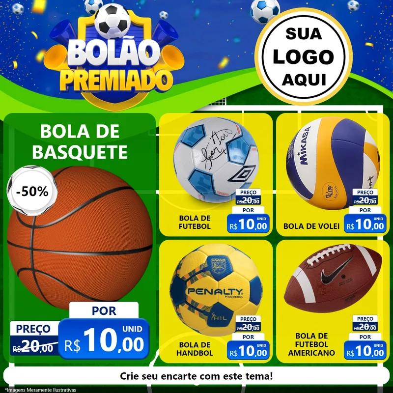Modelo de Rede Social para Feed Facebook com o tema Bolão Premiado para Artigos Esportivos