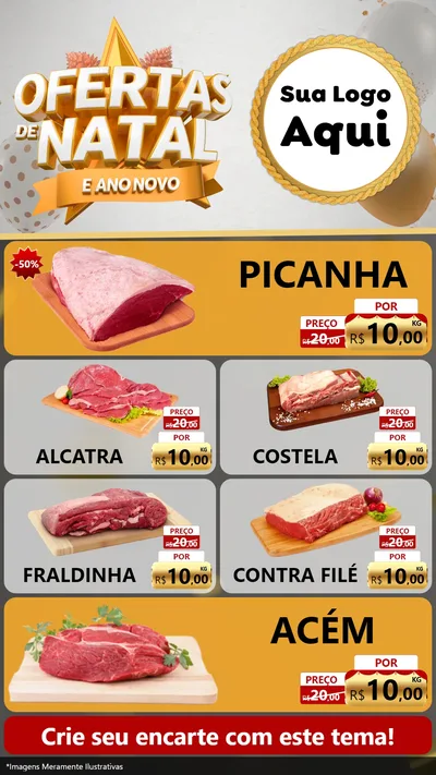 Modelo de TV para TV Vertical com o tema Ofertas De Natal E Ano Novo para Açougue