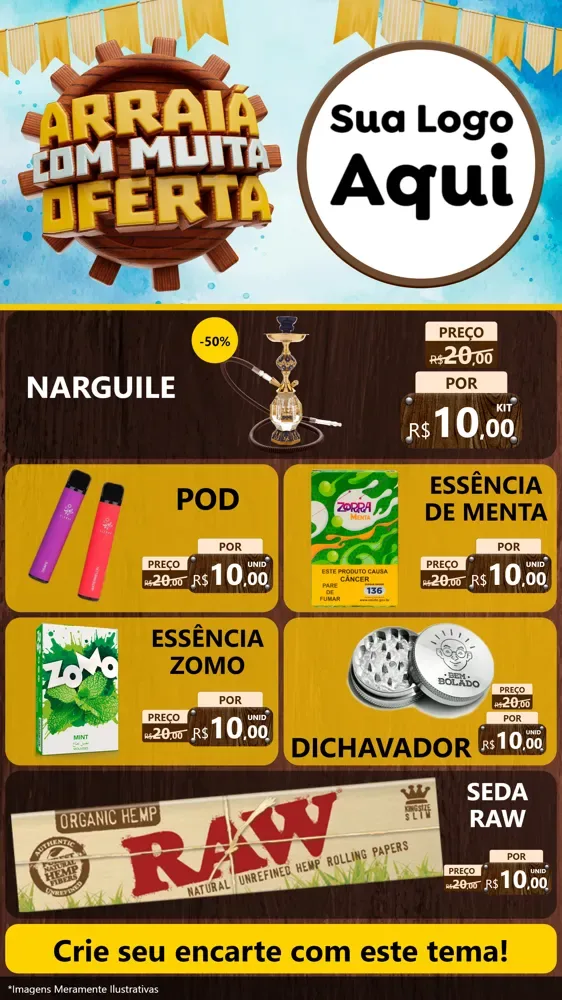 Modelo de TV para TV Vertical com o tema Ofertas de São João - Junina para Tabacaria