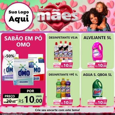 Modelo de Rede Social para Feed Facebook com o tema Dia das Mães para Produtos de Limpeza