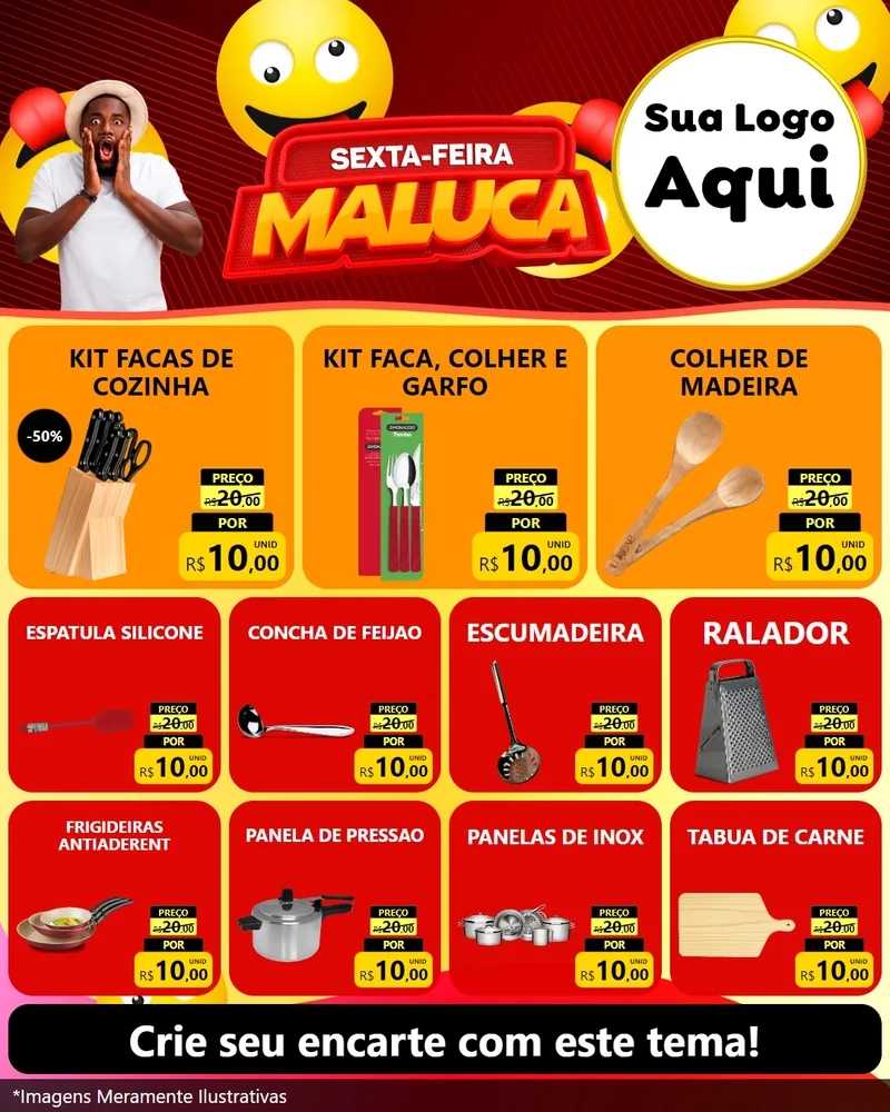 Modelo de Rede Social para Feed Instagram com o tema Sexta-feira Maluca para Utilidades Domésticas