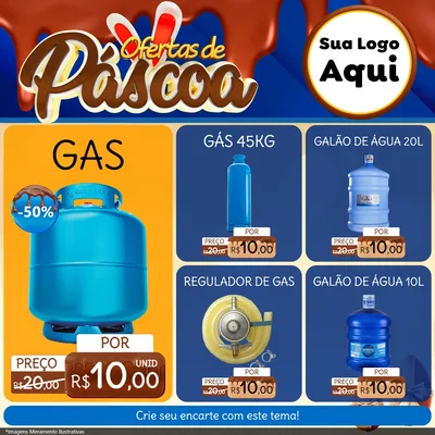 Modelo de Rede Social para Feed Facebook com o tema Ofertas de Páscoa para Água e gás