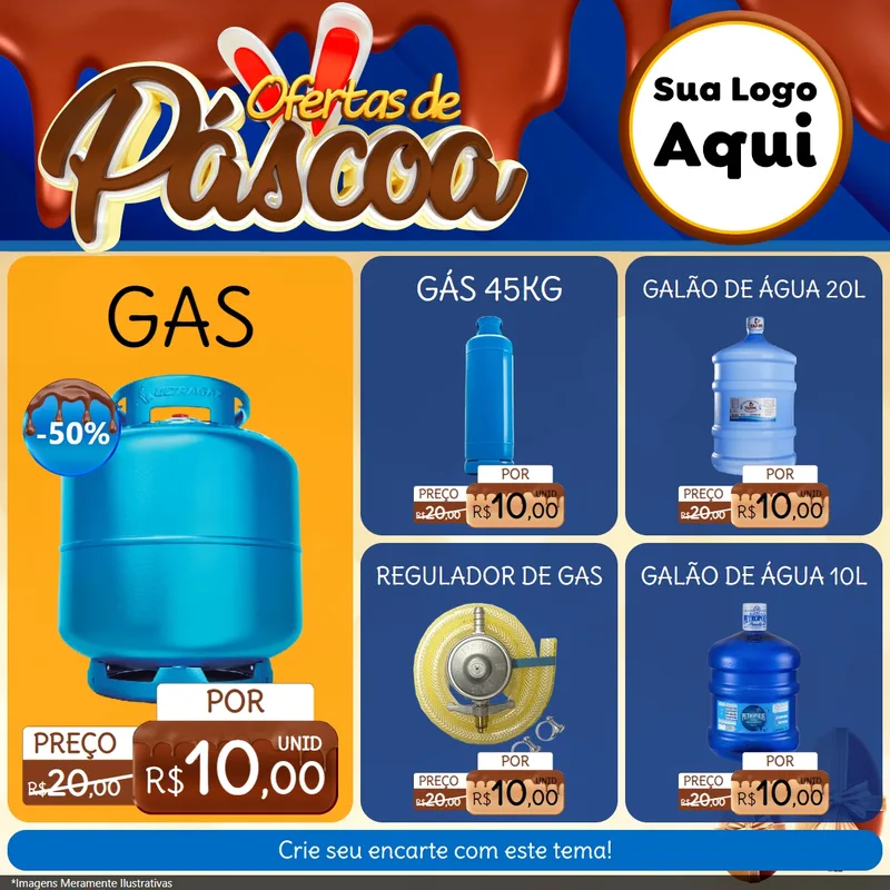 Modelo de Rede Social para Feed Facebook com o tema Ofertas de Páscoa para Água e gás