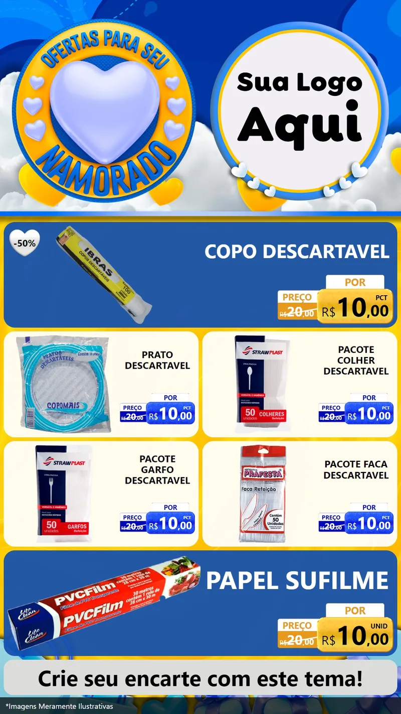 Modelo de TV para TV Vertical com o tema Ofertas Para Seu Namorado para Embalagens
