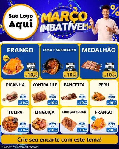 Modelo de Rede Social para Feed Instagram com o tema Março Imbatível para Assados
