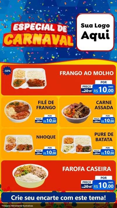 Modelo de TV para TV Vertical com o tema Especial de Carnaval para Restaurante