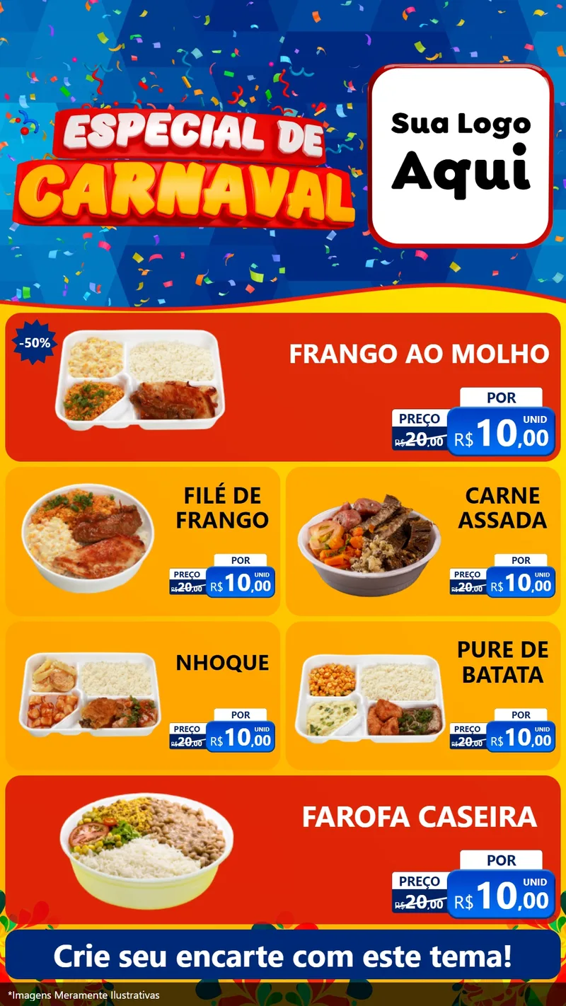 Modelo de TV para TV Vertical com o tema Especial de Carnaval para Restaurante