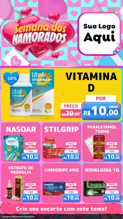 Modelo de Rede Social para Stories com o tema Semana dos Namorados para Farmácia