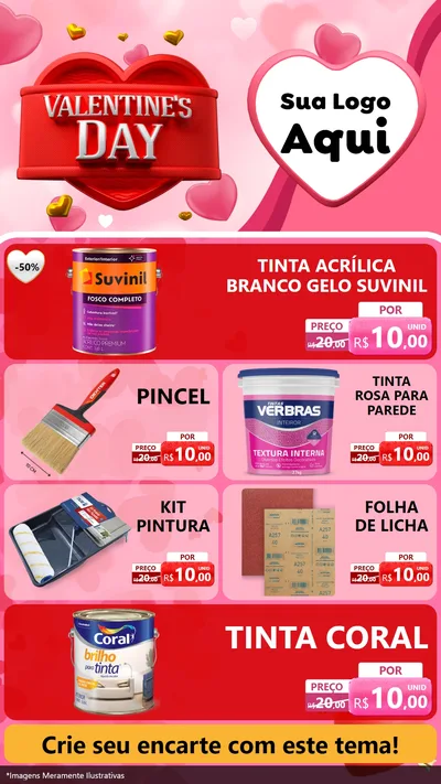 Modelo de TV para TV Vertical com o tema Valentine's Day para Tintas e Ferramentas
