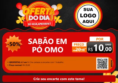 Modelo de Cartaz para Cartaz A4 Horizontal com o tema Oferta do Dia - Só hoje, Aproveite! para Produtos de Limpeza