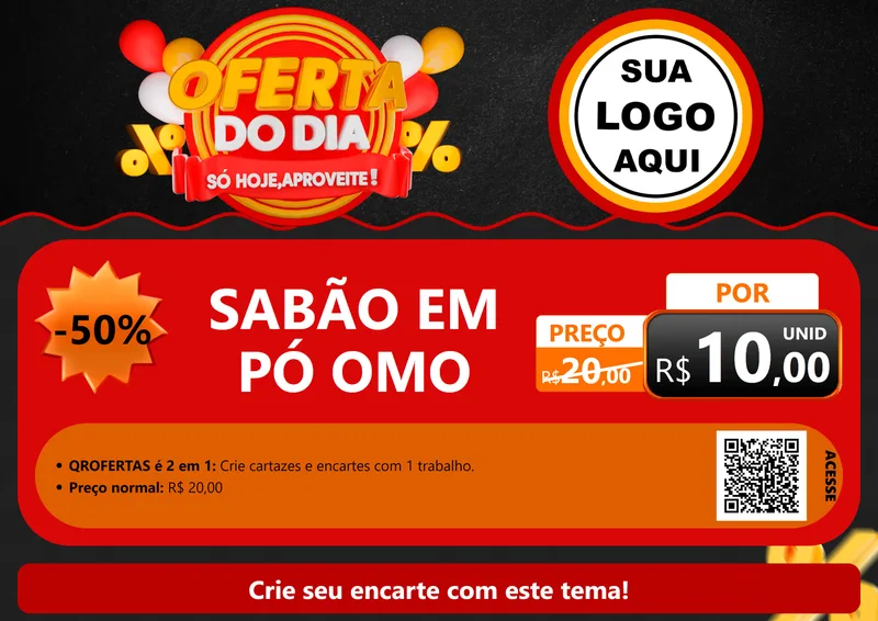 Modelo de Cartaz para Cartaz A4 Horizontal com o tema Oferta do Dia - Só hoje, Aproveite! para Produtos de Limpeza