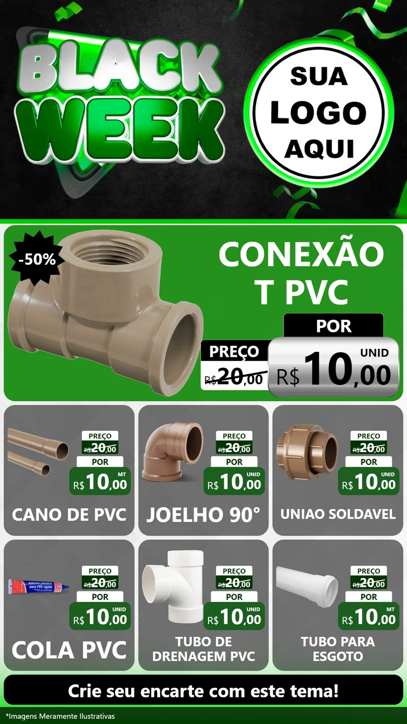 Modelo de Rede Social para Stories com o tema Black Week para Tubos e conexões