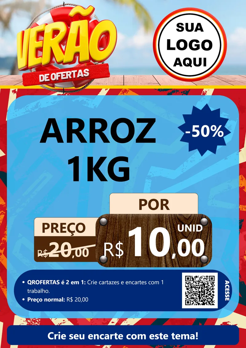 Modelo de Cartaz para Cartaz A4 Vertical com o tema Verão de Ofertas para Supermercado