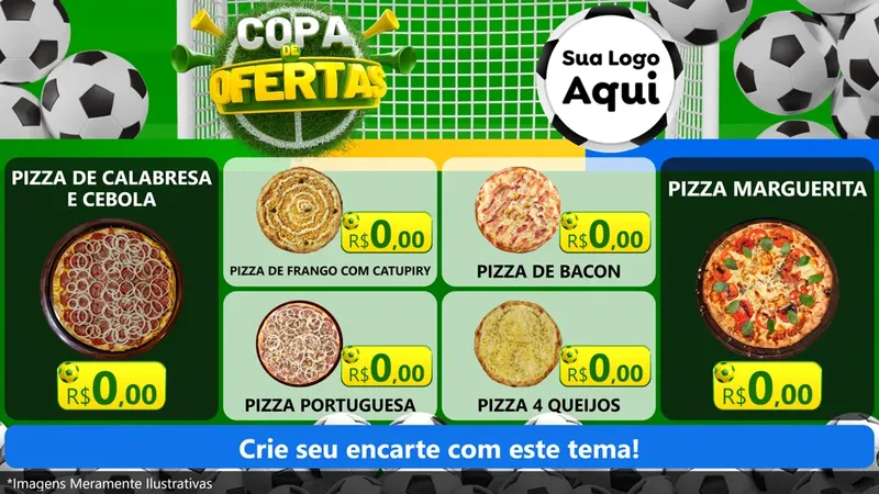 Modelo de TV para TV Horizontal com o tema Copa De Ofertas para Pizzaria