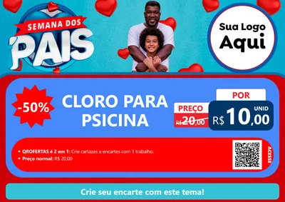 Modelo de Cartaz para Cartaz A4 Horizontal com o tema Semana Dos Pais para Produtos para Piscina