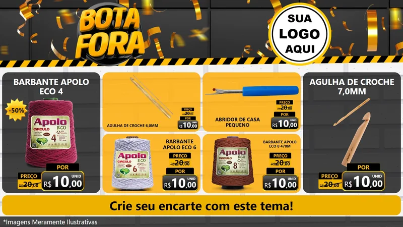 Modelo de TV para TV Horizontal com o tema Bota Fora para Armarinho e Aviamentos