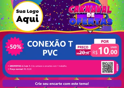 Modelo de Cartaz para Cartaz A4 Horizontal com o tema Carnaval de Ofertas para Tubos e conexões