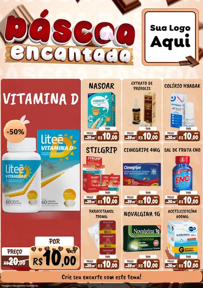 Modelo de Encarte para Encarte A4 Vertical com o tema Páscoa Encantada para Farmácia