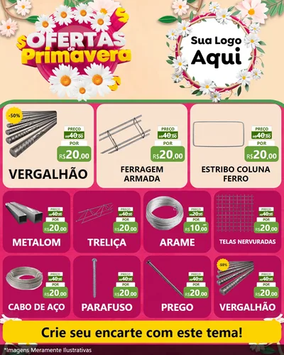 Modelo de Rede Social para Feed Instagram com o tema Ofertas de Primavera para Ferragens