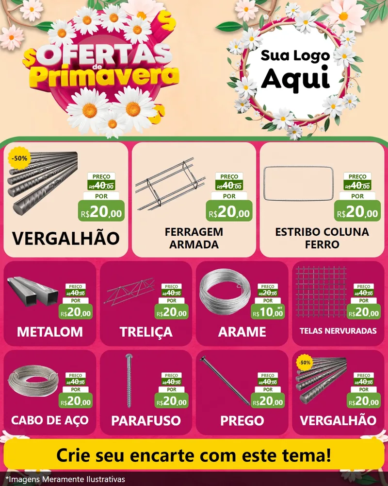 Modelo de Rede Social para Feed Instagram com o tema Ofertas de Primavera para Ferragens