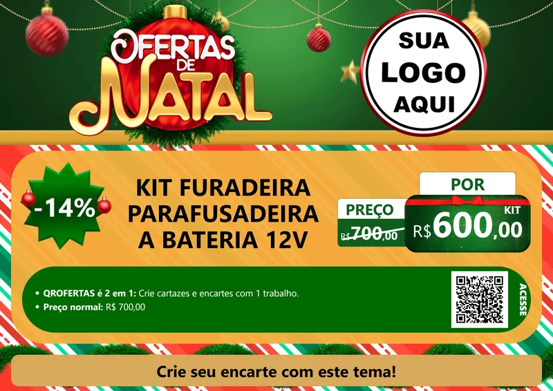 Modelo de Cartaz para Cartaz A4 Horizontal com o tema Ofertas de Natal para Maquinas e Ferramentas