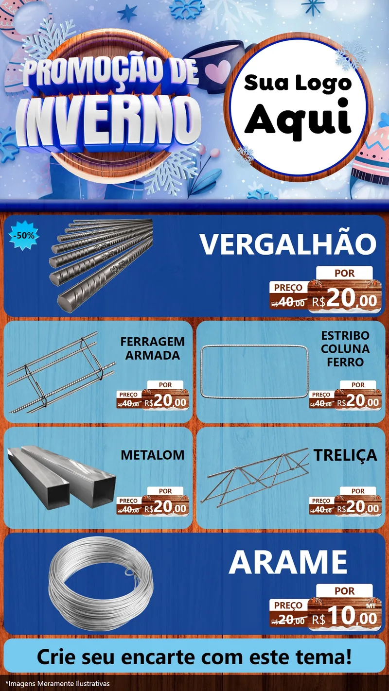 Modelo de TV para TV Vertical com o tema Promoção de Inverno para Ferragens