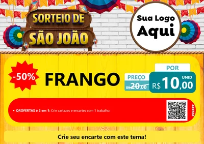 Modelo de Cartaz para Cartaz A4 Horizontal com o tema Sorteio de São João para Assados