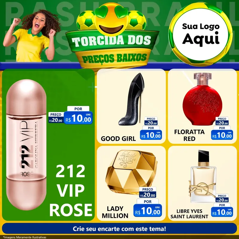 Modelo de Rede Social para Feed Facebook com o tema Torcida dos Preços Baixos - Copa para Perfumes