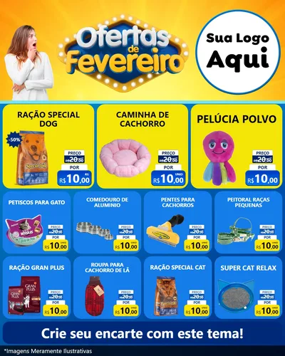 Modelo de Rede Social para Feed Instagram com o tema Ofertas de Fevereiro para Pet Shop