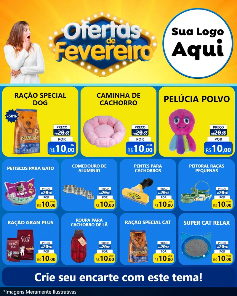 Modelo de Rede Social para Feed Instagram com o tema Ofertas de Fevereiro para Pet Shop