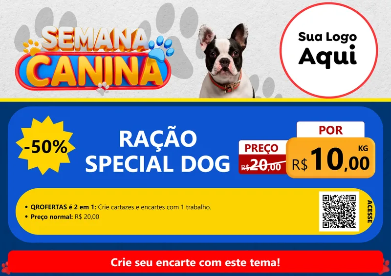 Modelo de Cartaz para Cartaz A4 Horizontal com o tema Semana Canina para Pet Shop