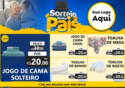 Modelo de Encarte para Encarte A4 Horizontal com o tema Sorteio Dia Dos Pais para Cama, Mesa e Banho