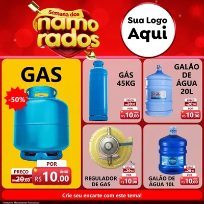 Modelo de Rede Social para Feed Facebook com o tema Semana dos namorados para Água e gás