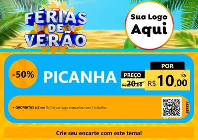 Modelo de Cartaz para Cartaz A4 Horizontal com o tema Férias de Verão para Açougue