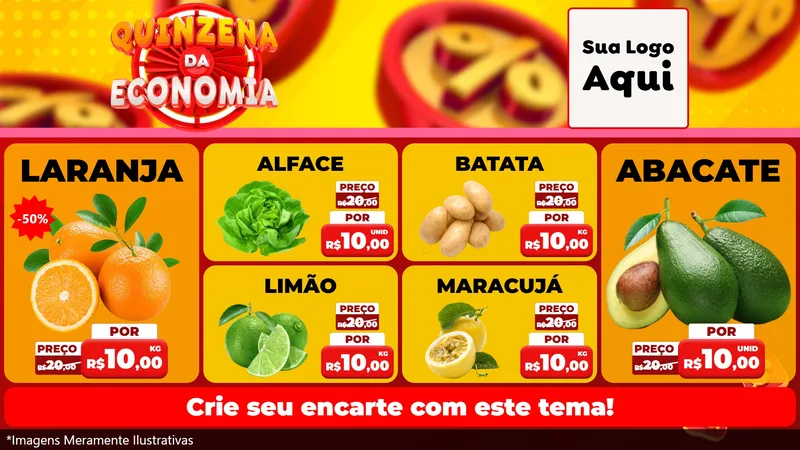 Modelo de TV para TV Horizontal com o tema Quinzena Da Economia para Hortifrúti