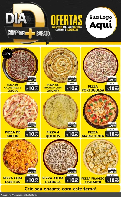 Modelo de Encarte para Encarte Grande com o tema Dia D Mais Economia para Pizzaria