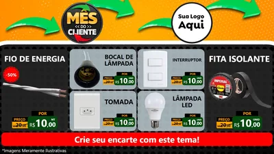 Modelo de TV para TV Horizontal com o tema Mês do Cliente para Materiais Elétricos