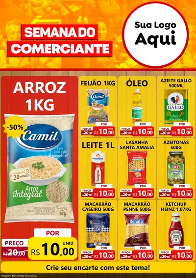 Modelo de Encarte para Encarte A4 Vertical com o tema Semana do Comerciante para Supermercado