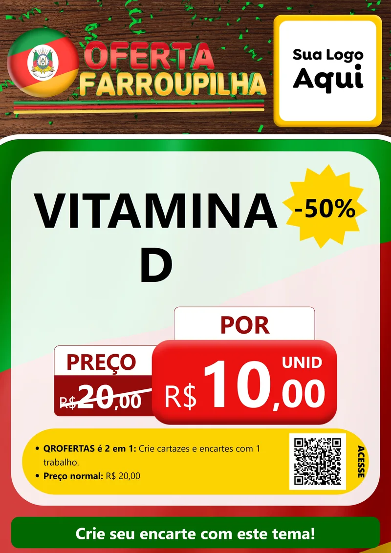 Modelo de Cartaz para Cartaz A4 Vertical com o tema Oferta Farroupilha para Farmácia