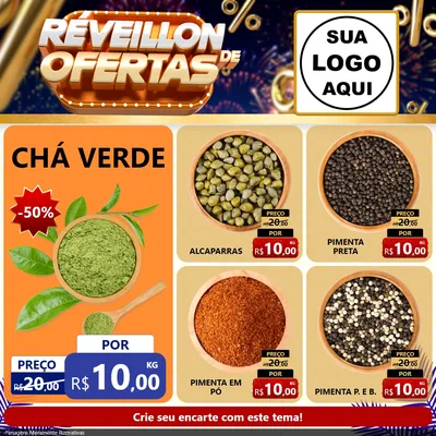 Modelo de Rede Social para Feed Facebook com o tema Réveillon de Ofertas para Produtos Naturais
