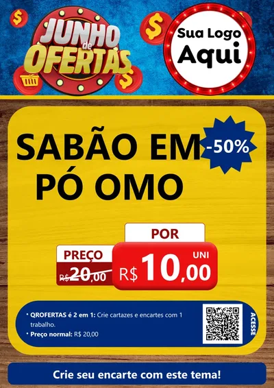 Modelo de Cartaz para Cartaz A4 Vertical com o tema Junho de Ofertas para Produtos de Limpeza
