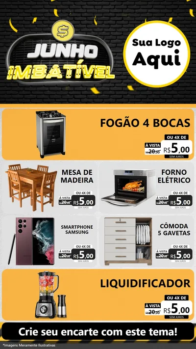 Modelo de TV para TV Vertical com o tema Junho Imbatível para Móveis e Eletro